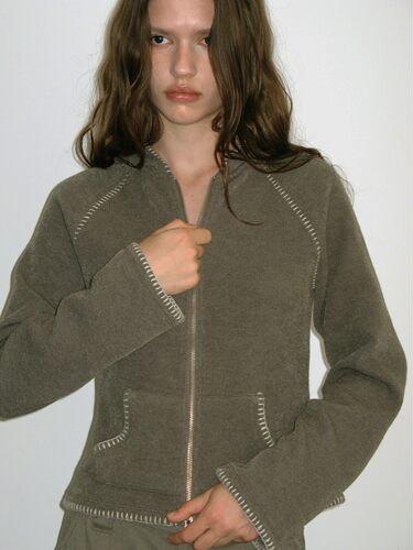 Polysooem波西米亚缝线连帽夹克