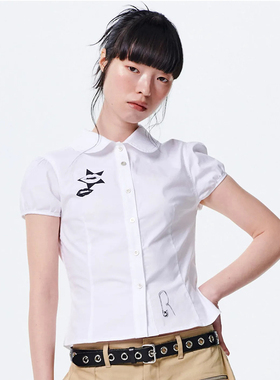 runningHIGH 25夏季新款复古纯色短袖衬衫百搭上衣韩国代购