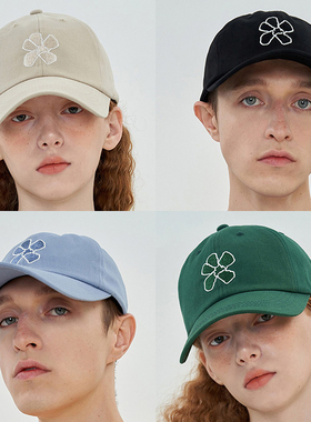 UNALLOYED 23春休闲舒适小清新花花刺绣鸭舌帽男女同款韩国代购