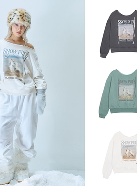 LARTIGENT 25冬季新款甜酷风露肩卫衣复古水洗做旧上衣韩国代购