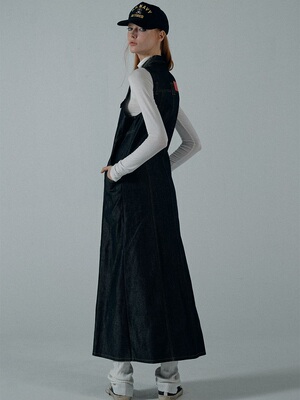 复古长裙牛仔马甲无袖