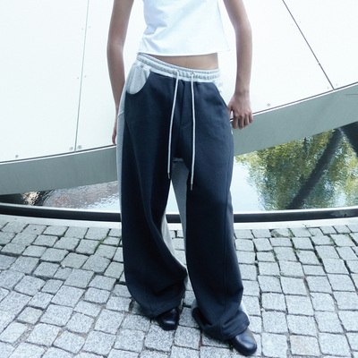 Jennie同款CERRIC 拼接撞色运动风宽松休闲裤韩国代购