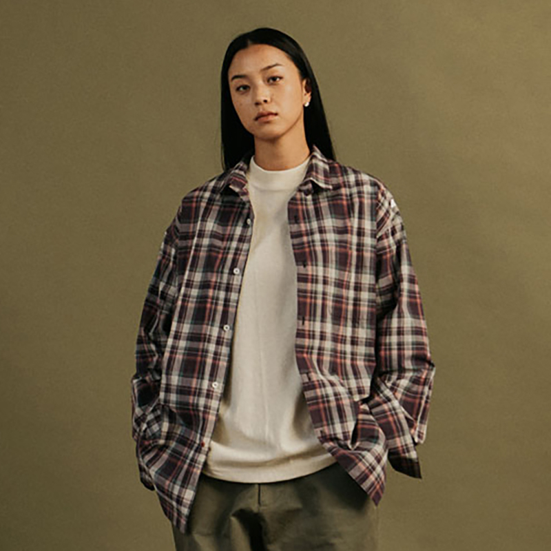 oido|FETCH 情侣男女款格纹复古宽松长袖衬衫 20秋冬韩国代购