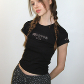 T恤纯色百搭短上衣韩国代购 CRANK 水钻字母修身 短袖 25夏季 新品