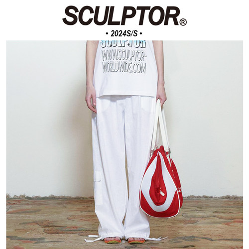 现货/虞书欣同款SCULPTOR 24秋直筒长拖地裤显瘦宽松抽绳垂感韩代