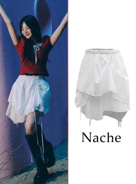 newjeans Hanni同款Nache 23夏季分层剪裁垂坠感半裙韩国代购