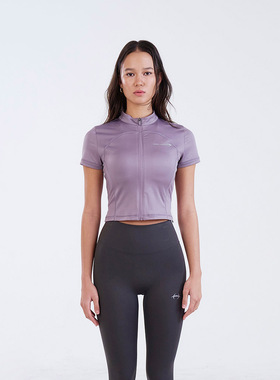 HDEX 25夏季新品修身拉链运动短款短袖衫反光边上衣韩国代购