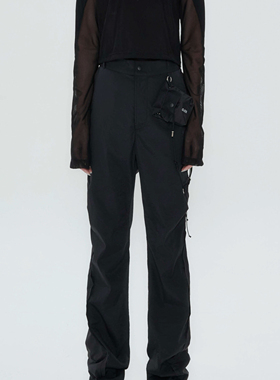 现货OJOS 24夏户外机能风拖地长裤宽松直筒休闲裤韩国代购