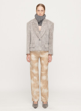 TheOpenProduct 22冬新款复古扎染休闲直筒仿皮皮裤女正品代购