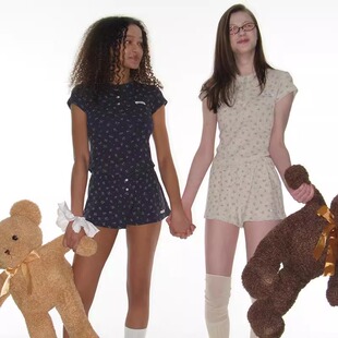 李彩领同款CRANK 25春碎花短袖短裤套装韩国代购