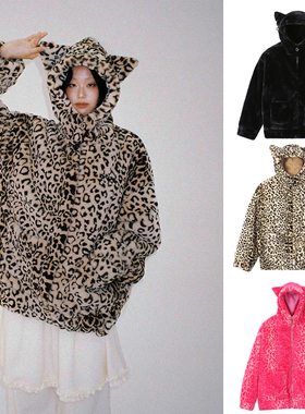 已订迪丽热巴同款CLUT STUDIO 25冬可爱猫耳朵仿皮草外套韩国代购