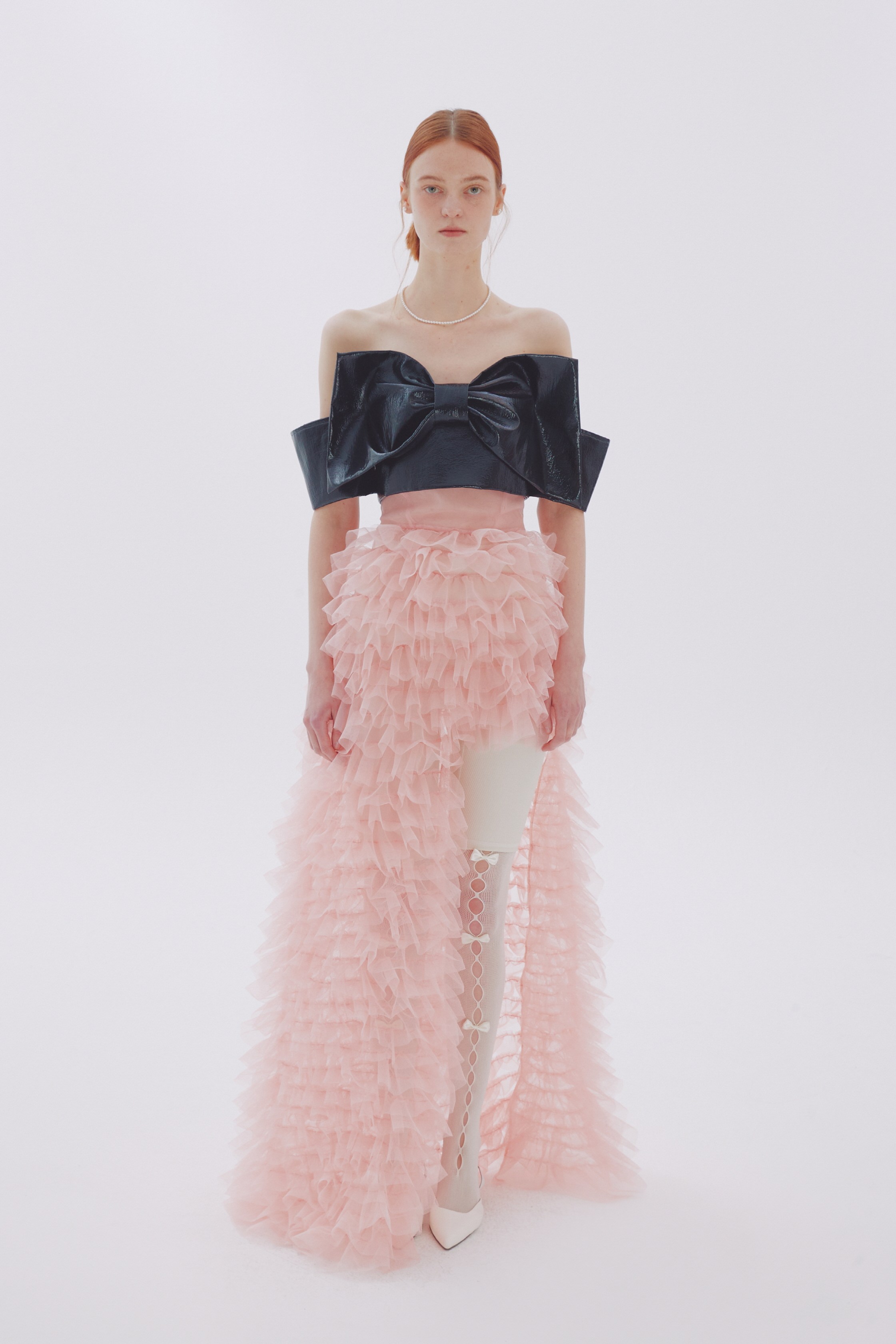 dew e dew e 24春季新款法式蝴蝶结抹胸连衣裙名媛风礼服韩国代购