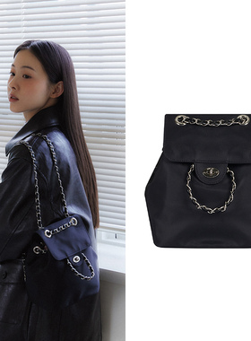 ANOETIC 23秋冬小众设计款小香风链条双肩包百搭背包韩国正品代购