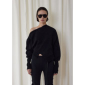 BOHEMSEO T恤韩国代购 26春新品 纯色不对称设计露肩卫衣百搭修身