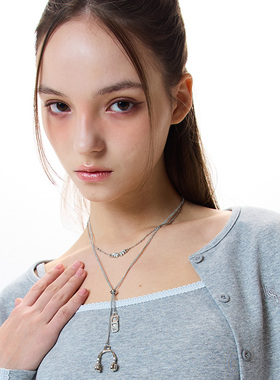 LUV IS TRUE25春季新款耳机靴子多层叠戴项链甜酷锁骨链韩国代购
