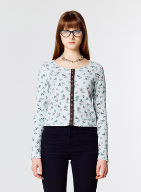 LARTIGENT 25春季新品法式甜美小碎花针织衫百搭长袖上衣韩国代购