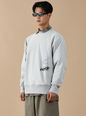 FETCH 21春夏男女情侣款logo刺绣宽松休闲纯色套头卫衣韩国代购