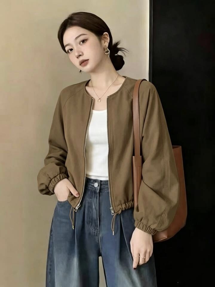 复古夹克工装外套女春秋显瘦设计感短款开衫上衣
