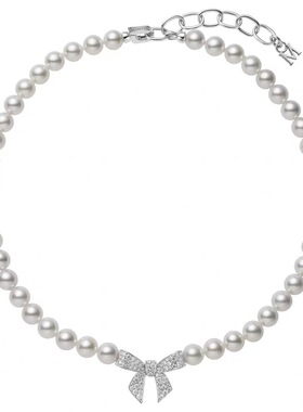 M家同款珍珠项链蝴蝶结