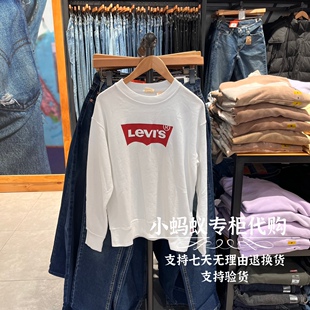 新款 Levis李维斯春季 女士经典 logo白色宽松套头卫衣18686 0013