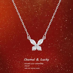 「小蝴蝶」s999纯银锁骨项链女款 轻奢小众设计精致高级感生日礼物