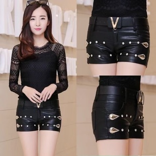 打底裤 女皮靴裤 热裤 2026秋冬款 百搭超短裤 PU皮短裤 皮裤 子 显瘦新款