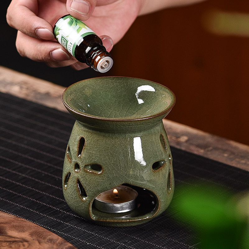 精油炉青瓷香薰加湿炉冰裂纹香薰灯家用居室香薰炉蜡烛加热熏香炉