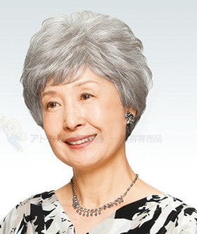 老年假发 女短直发蓬松 花白假发 表演老奶奶老太婆 舞台用有大号
