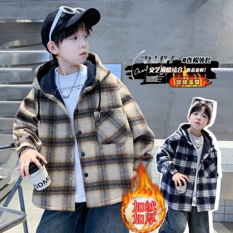 男童秋冬款外套加绒2025新款中大童连帽冬装儿童冬季加厚格子上衣,童装/婴儿装/亲子装,普通外套,淘宝优惠券,粉丝福利购,淘宝优惠卷