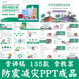 防震减灾ppt成品课件地震自救逃生知识科普安全教育宣传主题班会