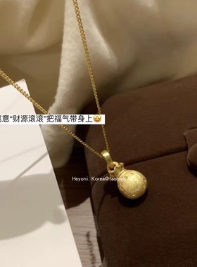 黄金色女钱袋子福袋吊坠项链