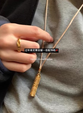 新中式沙金镂空金佛吊坠项链长链