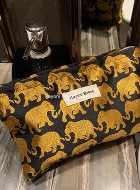 HEYONI韩国小号复古金色小象化妆包女补妆出行口红收纳零钱月事袋