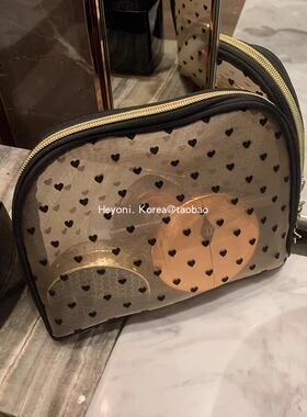 HEYONI韩国立体植绒爱心化妆包女透明便携出游补妆内胆洗漱收纳袋