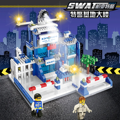 女生警察局建筑拼图礼物新款拼装男孩12大楼玩具-20256积木益智岁