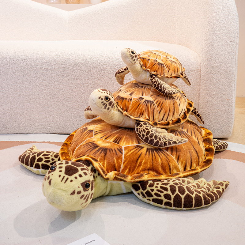 跨境仿真大海龟公仔毛绒玩具海洋生物乌龟玩偶布娃娃安抚抱枕摆件