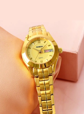 劳士顿经典石英钢带腕表男女情侣对表防水双日历G/L3088