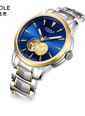 西腾全自动进口机械机芯真钻表盘间钨钢粒表节镂空摆轮男款表9116