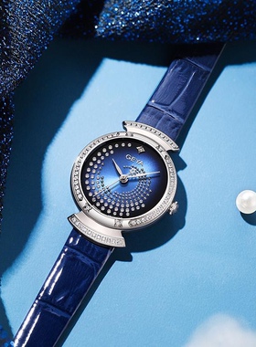 格雅手表2024新款轻奢小众女士石英手表高级蓝色女士礼物腕表