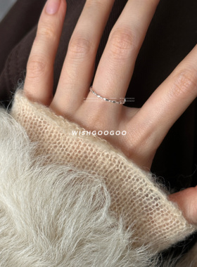 WISHGOOGOO细橄榄圆珠戒指女ins韩国简约日常叠戴925纯银开口指环