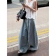 高腰宽松百搭垂感拖地裤 美式 裤 子新款 水洗做旧复古阔腿牛仔裤 夏季