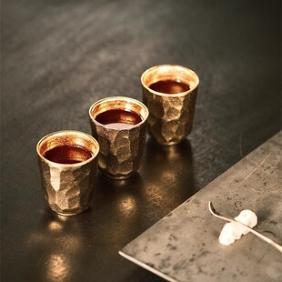 不亦室 松风舍程伟手作金彩锤纹杯 陶泥品茗杯 主人杯闻香杯单杯