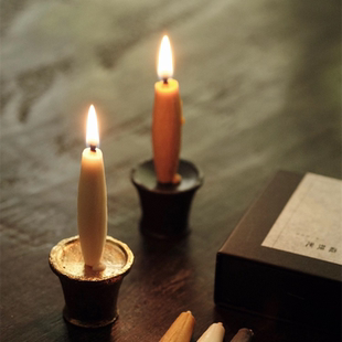 不亦室森扶光茶室蜡烛无烟无滴蜡手作孔扦插扦古市蜡烛152元/10只