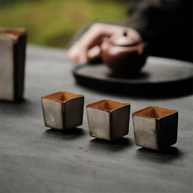 不亦室王沁黄炼系列斗方品茗杯方形贴银灯工高硼硅耐热玻璃杯客杯,餐饮具,茶杯,淘宝优惠券,粉丝福利购,淘宝优惠卷