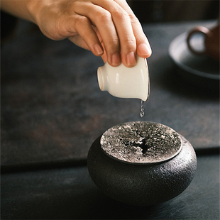 不亦室 耿道锦手作陶泥建水 黑色磨砂质地 茶海水盂