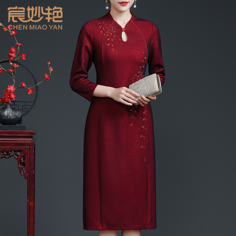 优雅气质妈妈装改良旗袍裙