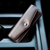 PU皮眼镜盒串挂腰带男便携抗压眼镜盒包老花镜穿皮套老光眼睛收纳