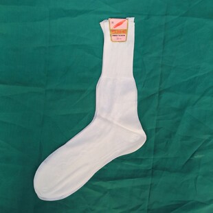 八十年代库存红羽毛锦纶丝中筒松口素面薄款丝袜天津产25--26厘米