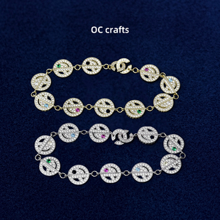 EYEFUNNY风格权志龙GD同款反战手链18K电镀白金镶嵌满钻潮流嘻哈