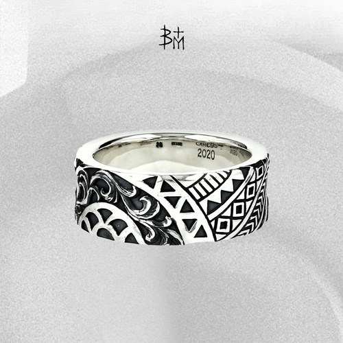 血腥玛丽925银战神图腾男戒
